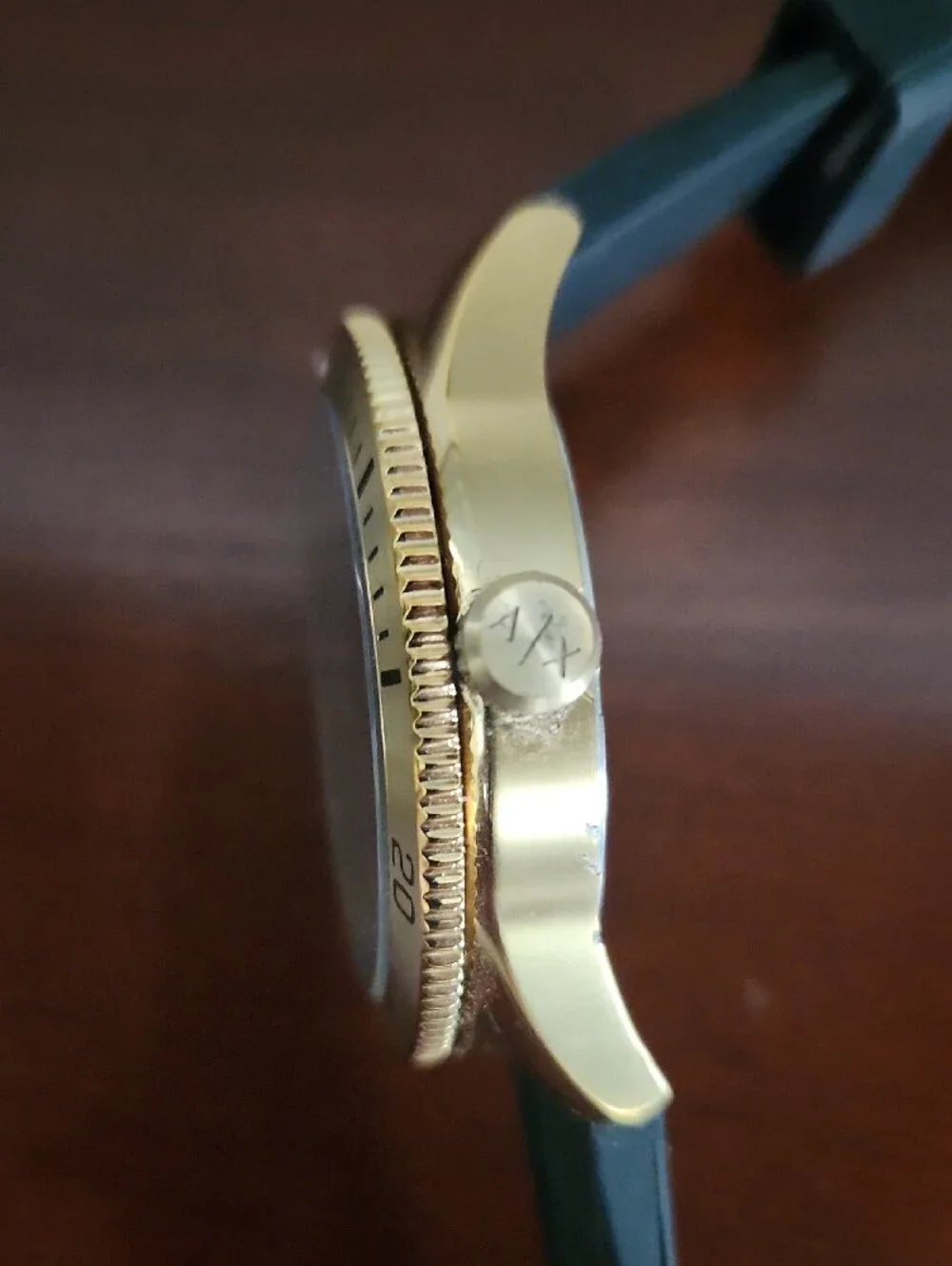 Armani Exchange Gold-Tone Bezel Black Dial Men's Watch